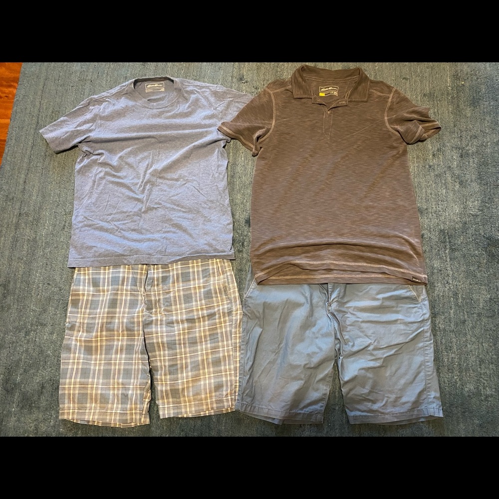 Men’s summer bundle of express, banana republic and Eddie Bauer clothes.